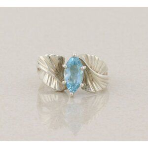 Sterling Silver Natural Blue Topaz Ring Size 8